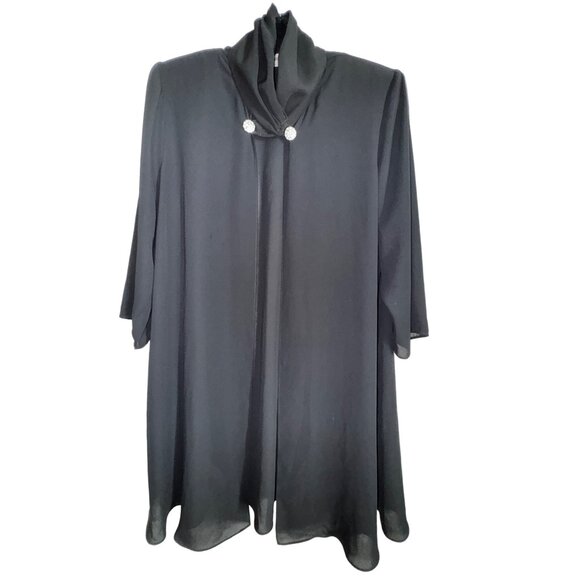 Charisma Vintage Black Cape With Rhinestone Buttons GOTH  Size 13-14 Art Deco - Picture 1 of 5